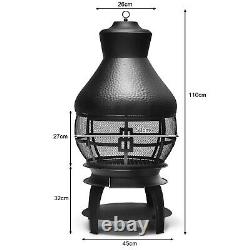 Patio Fire Pit Chimenea Fireplace Wood/Coal Burning Heater With 2-piece Log Grate