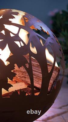 Patio Heater Fire Pit For Garden RRP £999 Fire Basket Globe Oxidised Steel