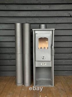 Patio heater 6kW outdoor fire wood burner log Woodburner stove 2m pipe radiator