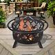 Peaktop Firepit Outdoor Wood Burning Fire Pit For Logs Steel With Cover Cu296
