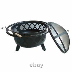 Peaktop Firepit Outdoor Wood Burning Fire Pit For Logs Steel With Cover CU296