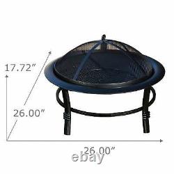 Peaktop Firepit Outdoor Wood Burning Fire Pit For Logs Steel With Cover CU297