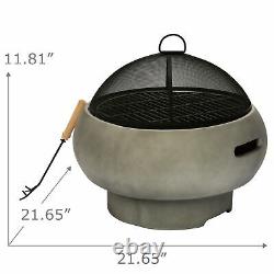 Peaktop Firepit Wood Burning Fire Pit For Logs Concrete Style, Cover HR17501AB