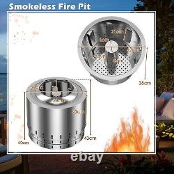 Portable Firepit Bowl Smokeless Fire Pit Stainless Steel Wood Burning Firepit