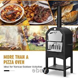 Portable Outdoor Pizza Oven Wood Fired Pizza Maker BBQ Smoker + Waterproof Cover