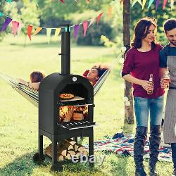 Portable Pizza Oven Steel BBQ Smoker Charcoal Wood Fired Outdoor Barbecue Cooker