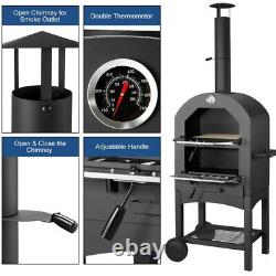 Portable Pizza Oven Steel BBQ Smoker Charcoal Wood Fired Outdoor Barbecue Cooker