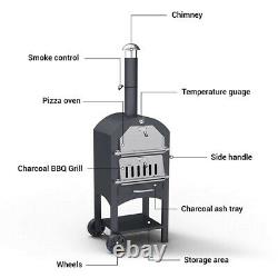 Portable Pizza Oven Steel Bbq Smoker Charcoal Wood Fired Outdoor Barbecue Cooker