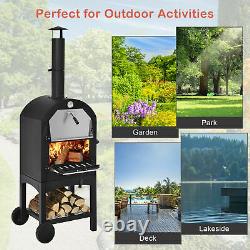 Portable Pizza Oven Steel Bbq Smoker Charcoal Wood Fired Outdoor Barbecue Cooker