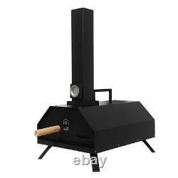 Portable Pizza Oven Wood Fired With Rain Cover Ceramic Stone Peel Black Outdoor