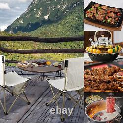 Portable Round Outdoor Patio Wood Burning Fire Pit Table Charcoal Stove Foldable
