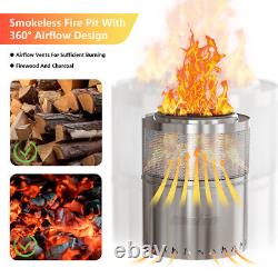 Portable Smokeless Fire Pit Stainless Steel Wood Burning Firepit with Carry Bag