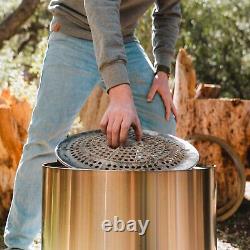 Portable Stainless Steel Outdoor Smokeless Fire Pit for Camping, Wood Burning