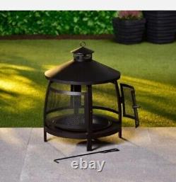 Portland Log Burner Fire Pit Heater Strong & Sturdy Metal Construction Outdoor