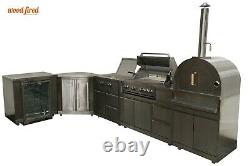 Pro-style 6-piece Outdoor Kitchen, grill, hobs, cooler, woodfired pizza oven