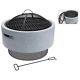 Progarden Fire Bowl With Bbq Rack Round Light Grey Fireplace Outdoor Heater