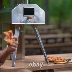 Qubestove 2-1 Outdoor Pizza Oven with 12.6'' Rotating Pizza Stone Wood Fired