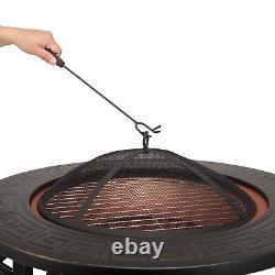 RayGar 3 in 1 Outdoor BBQ Brazier Round Fire Pit Stove Patio Heater + Cover