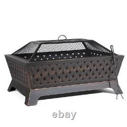 Rectangular Fire Pit, Outdoor Use, 35 Antique Bronze Effect