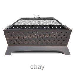 Rectangular Fire Pit, Outdoor Use, 35 Antique Bronze Effect