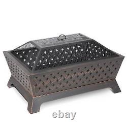 Rectangular Fire Pit, Outdoor Use, 35 Antique Bronze Effect