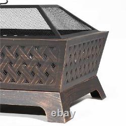 Rectangular Fire Pit, Outdoor Use, 35 Antique Bronze Effect