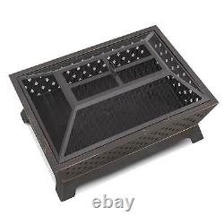 Rectangular Fire Pit, Outdoor Use, 35 Antique Bronze Effect