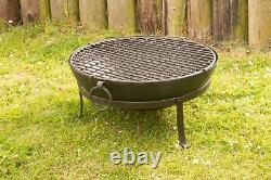 Recycled Indian Fire Bowls with low stand and grill/ Handmade Kadai Firepit