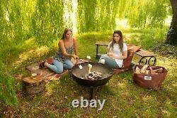 Recycled Indian Fire Bowls with low stand and grill/ Handmade Kadai Firepit