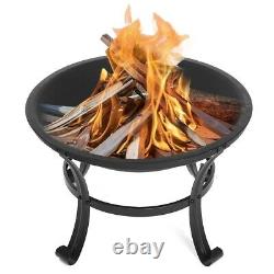 Round Fire Pit 22 inch Outdoor Camping Picnic Garden BBQ Grill Patio Firepit