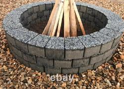Round Fire Pit Concrete Stones granite Top Fire Place Garden Decor Featuring