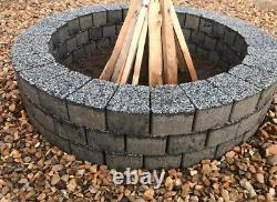 Round Fire Pit Concrete Stones granite Top Fire Place Garden Decor Featuring