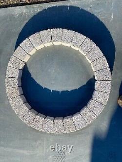 Round Outdoor Fire Pit Concrete Stones Garden Fireplace Top Granite Bricks White