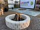 Round Fire Pit Granite Slab Fire Place Garden Patio Bricks Terrace Decor White