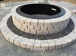Round fire pit stone granite brick concrete garden BBQ fireplace white slab