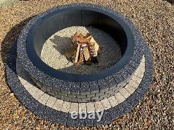 Rounded Fire Pit kit stone concrete bricks wood heater bbq fireplace smokeless
