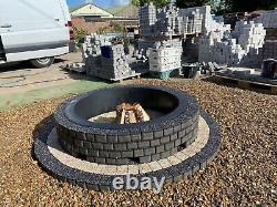 Rounded Fire Pit kit stone concrete bricks wood heater bbq fireplace smokeless