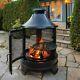 Rustic Outdoor Fireplace Chimenea With Cooking Grill Fire Pit