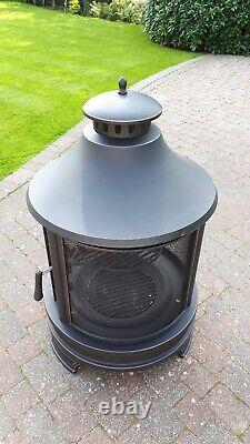 Rustic Outdoor Fireplace Chimnea with Cooking Grill Fire Pit