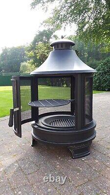 Rustic Outdoor Fireplace Chimnea with Cooking Grill Fire Pit