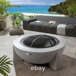 SECONDS Large Outdoor Wood Burning Garden Fire Pit Round Grey 120cm