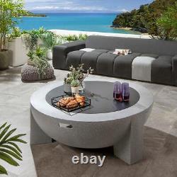 SECONDS Large Outdoor Wood Burning Garden Fire Pit Round Grey 120cm