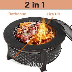 SINGLYFIRE 3in1 Fire Pit Heavy Large Outdoor Firepit Heater Table Brazier Grill