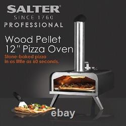 Salter 12 Inch Wood Pellet Outdoor Garden Portable Fired Pizza Oven with Paddle