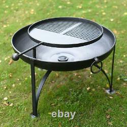 Simple Plane Jane Fire Bowl with Swing Arm Barbecue Rack 60cm