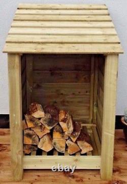 Single Bay 4ft Wooden Outdoor Log Store, Garden Fire Wood Storage Hand Made