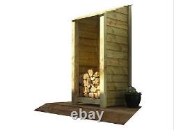 Single Bay 6ft Wooden Outdoor Log Store, Fire Wood Storage Clearance Range