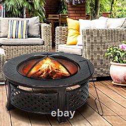 Singlyfire 32'' Large Fire Pit Table BBQ Grill Firepit Outdoor Wood Burning Set