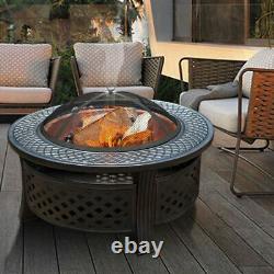 Singlyfire Fire Pit BBQ Camping 32'' Round Table Large Outdoor Steel Brazier
