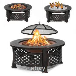 Singlyfire Fire Pit BBQ Camping 32'' Round Table Large Outdoor Steel Brazier